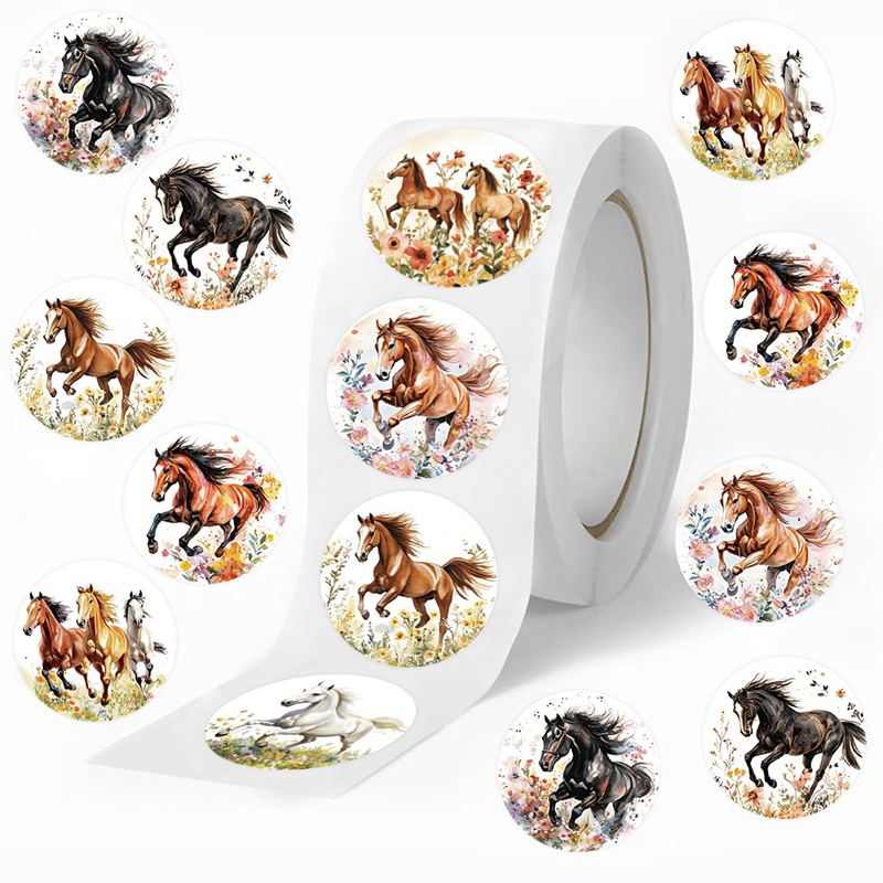 Art Craft Items - 500 pegatinas de caballos y flores