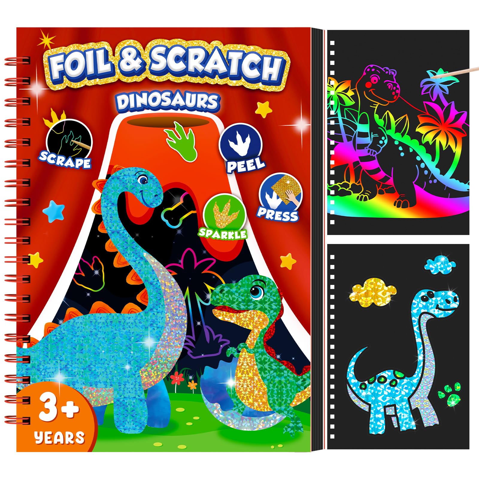Libro de arte para rascar dino - Art Craft Books reseña y precio